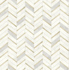 NW39205 Chevron Marble Tile Metallic Gold & Pearl Gray Tile Theme Vinyl Self-Adhesive Wallpaper NextWall Peel & Stick Collection Made in United States