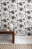 NW37300 Tropical Garden Black & White Botanical Theme Vinyl Self-Adhesive Wallpaper NextWall Peel & Stick Collection Made in United States