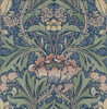 NW41502 Acanthus Floral Denim Blue & Salmon Floral Theme Vinyl Self-Adhesive Wallpaper NextWall Peel & Stick Collection Made in United States