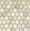 NW38605 Inlay Hexagon Alaska Grey & Metallic Gold Tile Theme Vinyl Self-Adhesive Wallpaper NextWall Peel & Stick Collection Made in United States