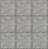 NW36200 Faux Embossed Tile Metallic Silver & Charcoal Tile Theme Vinyl Self-Adhesive Wallpaper NextWall Peel & Stick Collection Made in United States