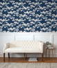 NW37202 Cyprus Blossom Navy Blue & Gray Floral Theme Vinyl Self-Adhesive Wallpaper NextWall Peel & Stick Collection Made in United States