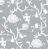 NW36608 Chinoiserie Silhouette Metallic Silver Chinoiserie Theme Vinyl Self-Adhesive Wallpaper NextWall Peel & Stick Collection Made in United States