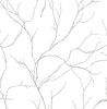 NW39008 Delicate Branches Metallic Silver Botanical Theme Vinyl Self-Adhesive Wallpaper NextWall Peel & Stick Collection Made in United States