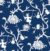 NW36602 Chinoiserie Silhouette Navy Blue Chinoiserie Theme Vinyl Self-Adhesive Wallpaper NextWall Peel & Stick Collection Made in United States