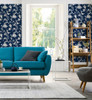 NW36602 Chinoiserie Silhouette Navy Blue Chinoiserie Theme Vinyl Self-Adhesive Wallpaper NextWall Peel & Stick Collection Made in United States