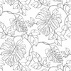 NW40508 Tropical Linework Black & White Botanical Theme Vinyl Self-Adhesive Wallpaper NextWall Peel & Stick Collection Made in United States