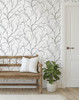 NW39000 Delicate Branches Ebony Botanical Theme Vinyl Self-Adhesive Wallpaper NextWall Peel & Stick Collection Made in United States