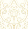 NW39405 Sketched Damask Metallic Gold Damask Theme Vinyl Self-Adhesive Wallpaper NextWall Peel & Stick Collection Made in United States