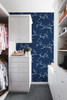 NW38312 Cherry Blossom Floral Navy & Blue Jay Floral Theme Vinyl Self-Adhesive Wallpaper NextWall Peel & Stick Collection Made in United States