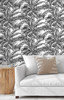 NW40400 Palm Jungle Ebony & Pearl Botanical Theme Vinyl Self-Adhesive Wallpaper NextWall Peel & Stick Collection Made in United States
