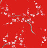 NW38301 Cherry Blossom Floral Scarlet & Petal Pink Floral Theme Vinyl Self-Adhesive Wallpaper NextWall Peel & Stick Collection Made in United States
