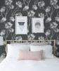NW36000 One O'Clocks Charcoal Botanical Theme Vinyl Self-Adhesive Wallpaper NextWall Peel & Stick Collection Made in United States