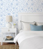 NW36802 Paisley Trail Blue Bell Paisley Theme Vinyl Self-Adhesive Wallpaper NextWall Peel & Stick Collection Made in United States