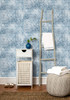 NW35002 Patchwork Blue & Eggshell Paisley/Patchwork Theme Vinyl Self-Adhesive Wallpaper NextWall Peel & Stick Collection Made in United States