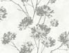 HG12108 Dandelion Floral Metallic Silver Botanical Theme Vinyl Self-Adhesive Wallpaper Harry & Grace Peel and Stick Collection Made in United States