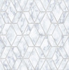 NW35700 Marble Tile Gray & Metallic Silver Geometric Theme Vinyl Self-Adhesive Wallpaper NextWall Peel & Stick Collection Made in United States