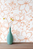 NW34905 Linework Floral Orange Floral Theme Vinyl Self-Adhesive Wallpaper NextWall Peel & Stick Collection Made in United States