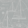 NW32908 Yacht Club Gray Illustration Theme Vinyl Self-Adhesive Wallpaper NextWall Peel & Stick Collection Made in United States