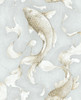 NW33208 Koi Fish Metallic Champagne & Gray Animal Print Theme Vinyl Self-Adhesive Wallpaper NextWall Peel & Stick Collection Made in United States