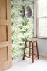 NW32504 Tropical Palm Leaf Green and Off-White Botanical Theme Vinyl Self-Adhesive Wallpaper NextWall Peel & Stick Collection Made in United States