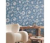 RT7821 Sutton Dark Blue Off White Tropical Theme Unpasted Non Woven Wallpaper from Toiles Resource Library