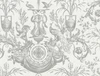 RT7815 Avian Fountain Toile Gray Off White Tropical Theme Unpasted Non Woven Wallpaper from Toiles Resource Library