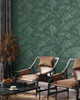 RT7924 Palm Cove Toile Emerald Forest Tropical Theme Unpasted Non Woven Wallpaper from Toiles Resource Library