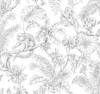RT7841 Tropical Sketch Toile Black Off White Tropical Theme Unpasted Non Woven Wallpaper from Toiles Resource Library