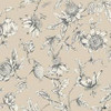 RT7854 Passion Flower Toile Beige Cream Tropical Theme Unpasted Non Woven Wallpaper from Toiles Resource Library