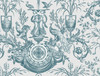RT7811 Avian Fountain Toile Dark Teal Jade Tropical Theme Unpasted Non Woven Wallpaper from Toiles Resource Library