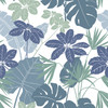 4122-72411 Medellin Blue Rainforest Floor Botanical Theme Unpasted Non Woven Wallpaper Terrace Collection Made in United States