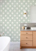 4122-27047 Manor Green Geometric Trellis Graphics Theme Unpasted Non Woven Wallpaper Terrace Collection Made in Great Britain