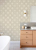 4122-27046 Manor Taupe Gray Geometric Trellis Graphics Theme Unpasted Non Woven Wallpaper Terrace Collection Made in Great Britain