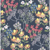 4122-27016 Cultivate Navy Blue Springtime Blooms Botanical Theme Unpasted Non Woven Wallpaper Terrace Collection Made in Great Britain