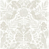 4122-27003 Nestle Dove Gray Bird Block Print Animals Theme Unpasted Non Woven Wallpaper Terrace Collection Made in Great Britain