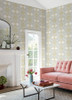 4122-72400 Villa Light Yellow Embellished Ogee Graphics Theme Unpasted Non Woven Wallpaper Terrace Collection Made in United States