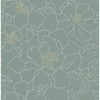 4122-27006 Gardena Sea Green Embroidered Floral Botanical Theme Unpasted Non Woven Wallpaper Terrace Collection Made in Great Britain