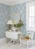 4122-27000 Nestle Blue Bird Block Print Animals Theme Unpasted Non Woven Wallpaper Terrace Collection Made in Great Britain