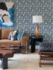 4141-27112 Baxter Semicircle Mosaic Denim Blue Modern Style Non Woven Unpasted Wallpaper from Solace by A-Street Prints Made in Great Britain