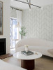4141-27138 Harlow Curved Contours Silver Metallic Farmhouse Style Non Woven Unpasted Wallpaper from Solace by A-Street Prints Made in Great Britain