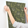 4153-82005 Anemone Dark Green Floral Trail Non Woven Unpasted Wallpaper from Hidden Treasures by A-Street Prints Made in Sweden