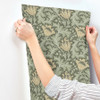 4153-82004 Anemone Moss Green Floral Trail Non Woven Unpasted Wallpaper from Hidden Treasures by A-Street Prints Made in Sweden
