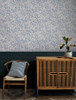 4134-72521 Senna Blue Budding Vines Sure Strip Prepasted Wallpaper from Wildflower by Chesapeake Made in United States