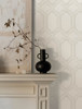4134-72542 Chervil Off White Trellis Sure Strip Prepasted Wallpaper from Wildflower by Chesapeake Made in United States