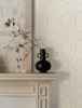 4134-72541 Chervil Cream Off White Trellis Sure Strip Prepasted Wallpaper from Wildflower by Chesapeake Made in United States