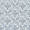4134-72513 Marjoram Blue Floral Tile Sure Strip Prepasted Wallpaper from Wildflower by Chesapeake Made in United States