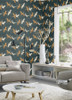 2980-560664 Kusama Dark Blue Crane Bohemian Style Unpasted Non Woven Wallpaper from Splash by Advantage Made in Germany