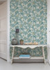 2980-704112 Saura Teal Frond Tropical Style Unpasted Non Woven Wallpaper from Splash by Advantage Made in Germany