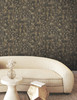 FM1004 Gilded Plume Charcoal Black Taupe Brown Mylar on Non Woven Texture Style Wallpaper from Formations